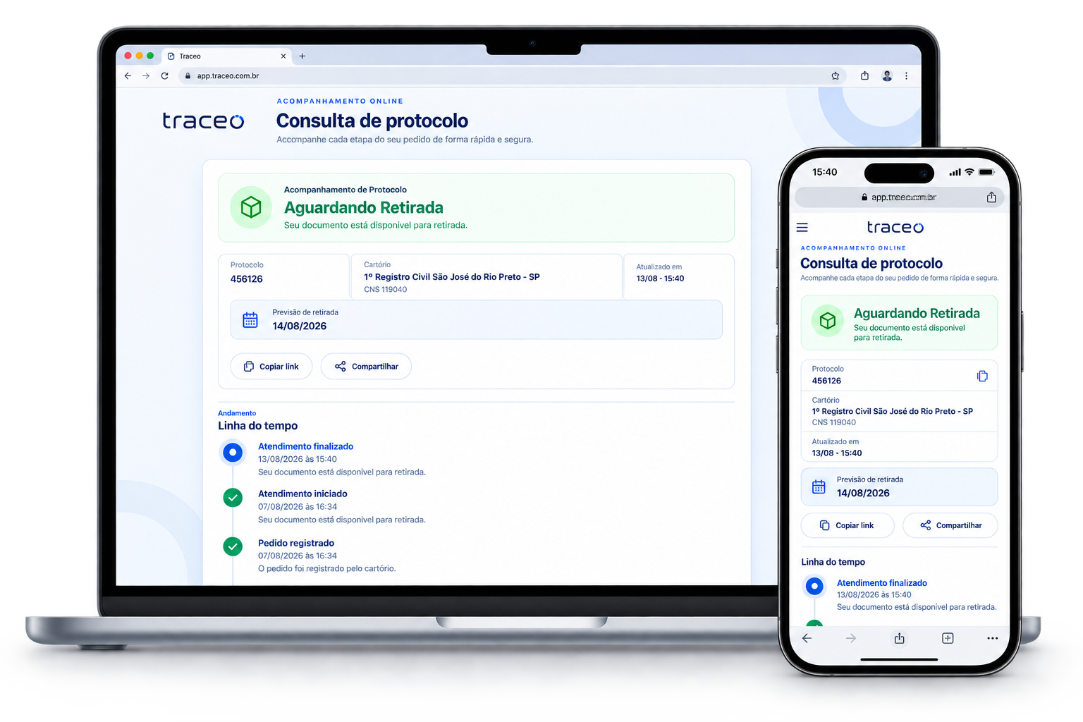 Consulta pública de protocolo no Traceo