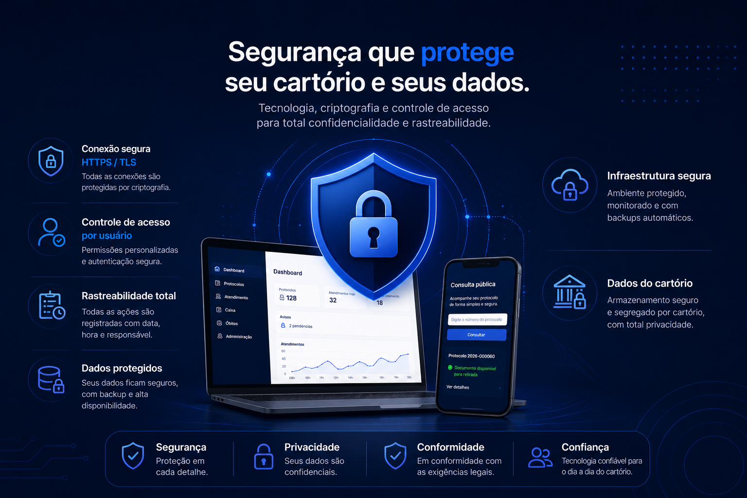 Proteção de dados, acesso e rastreabilidade no Traceo